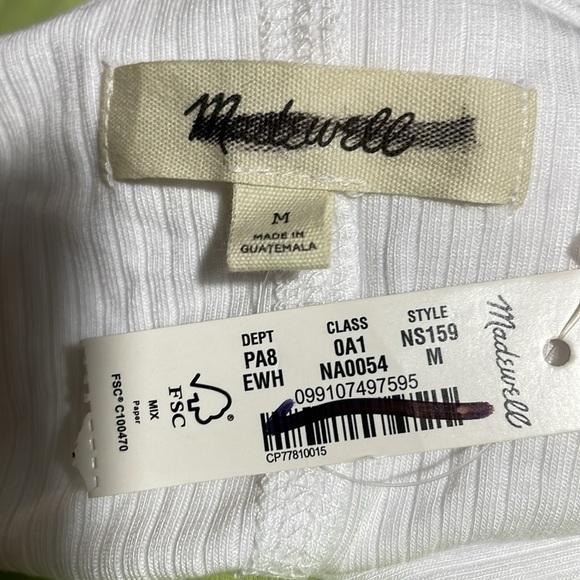 Madewell Drapey Tank Top Ribbed White M (6-8) NWT Modal Blend - Picture 9 of 10